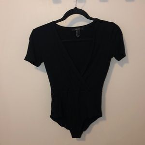 Black ribbed bodysuit